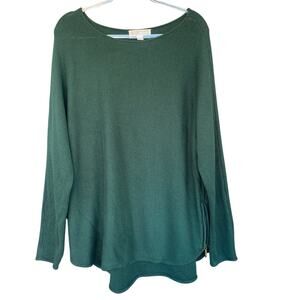 Michael‎ Michael Kors Womens Sweater Extra Large XL Green Side Zip Round Hem